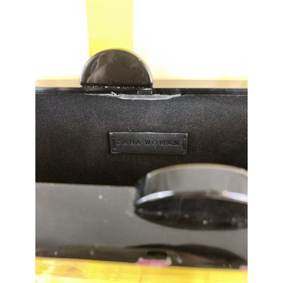 Zara Women’s Mini Crossbody Clutch Bag Black Pink Chain Strap - Picture 6 of 11